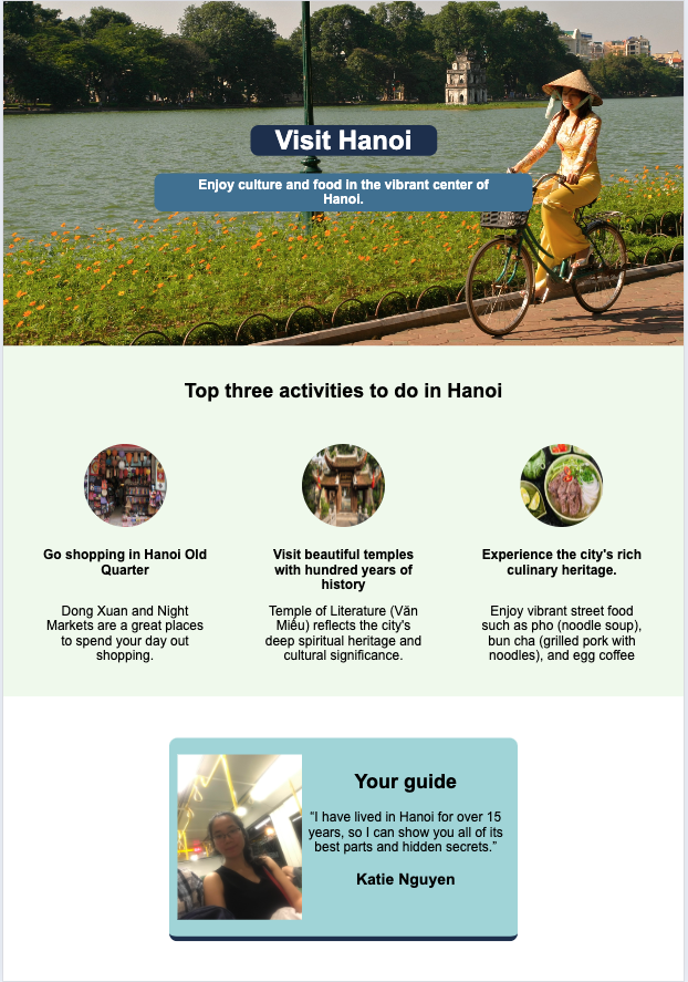 screenshot of hometown page CSS-HTML project