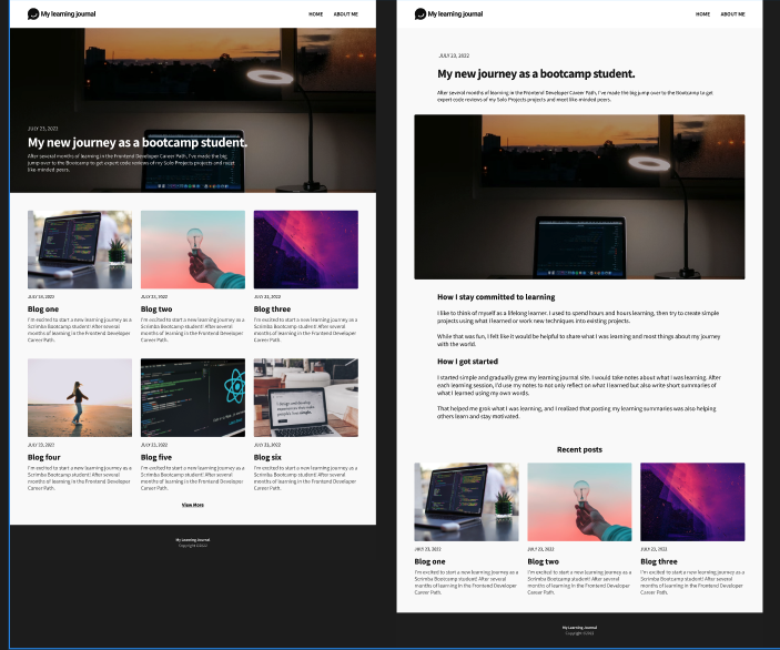 screenshot of learning-journal project